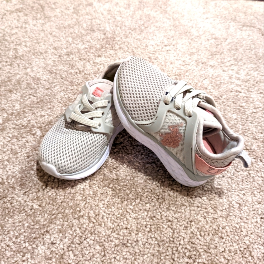 U.S. Polo Assn. Kids Beige and Pink Mesh Sneakers